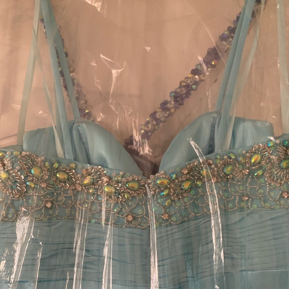 Turquoise beaded prom gown - Picture 3 of 3